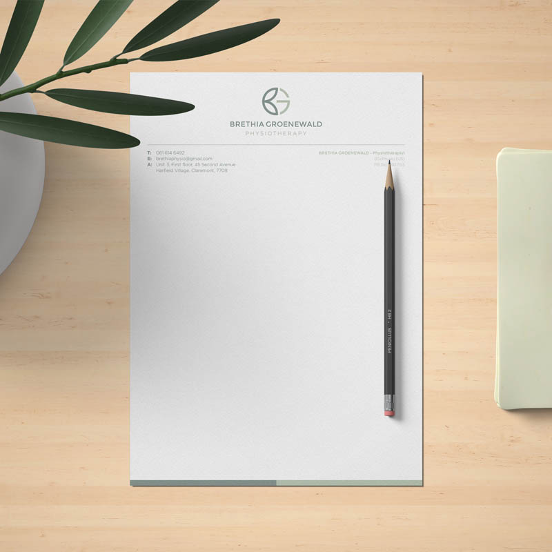 Brethia Groenewald Physio Business Cards Letterhead